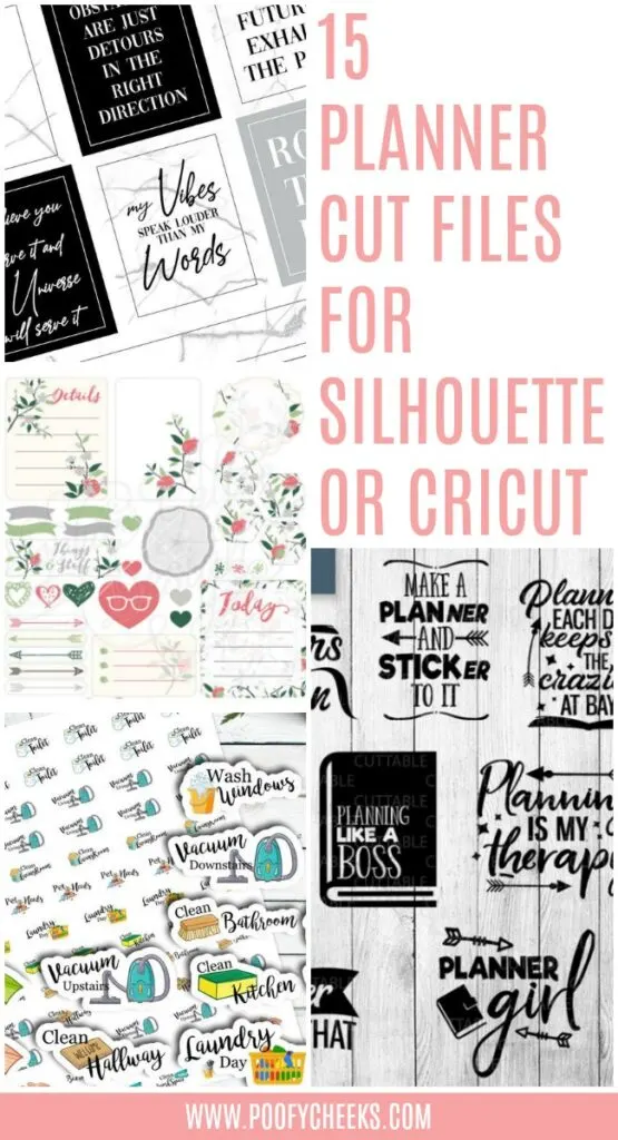 15 Planner Cut Files from around the web. Use with Cricut and/or Silhouette machines.