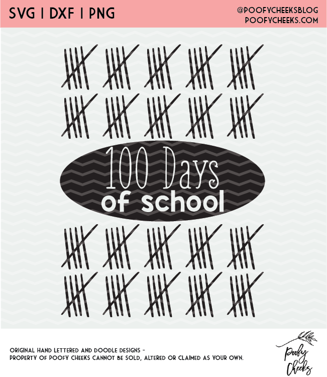 100th Day Of School Cut File Free Svg Dxf And Png Poofy Cheeks