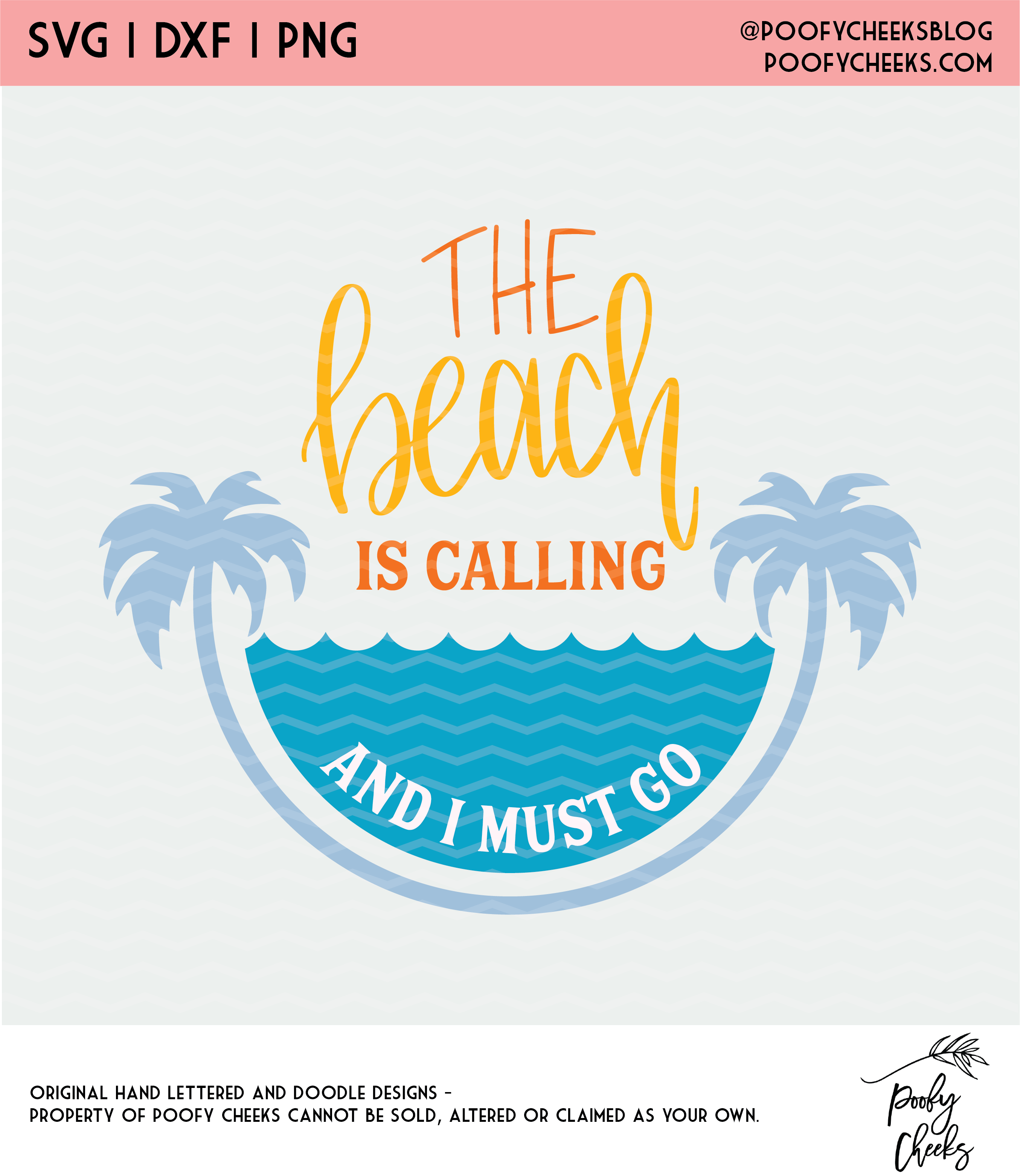 Beach Cut File - SVG, DXF and PNG for Cutting Machine - Poofy Cheeks