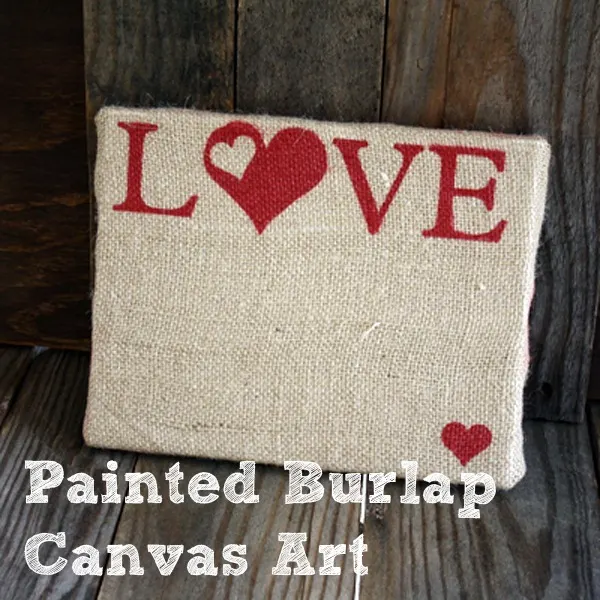 burlap love canvas