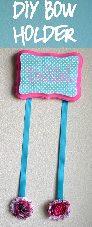 Bow Holder with adhesive vinyl name. Step by Step tutorial.