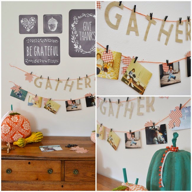 Gather Photo Banner - Thanksgiving Day decor. Have each guest bring an old photo to hang.