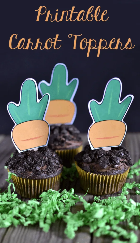 Printable Carrot Cupcake Toppers - Add to Oreo 'Dirt' Cupcakes for an Easter Bunny treat!