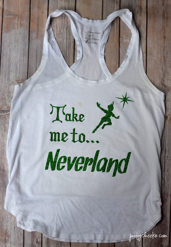 FREE Silhouette Studio File - Take me to Neverland. DIY Disney vacation shirt.