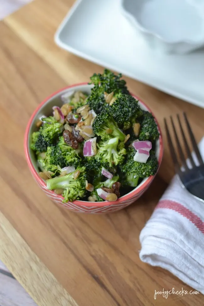 Broccoli Salad Recipe - Bacon bits and mayonnaise dressing make it so delicious.