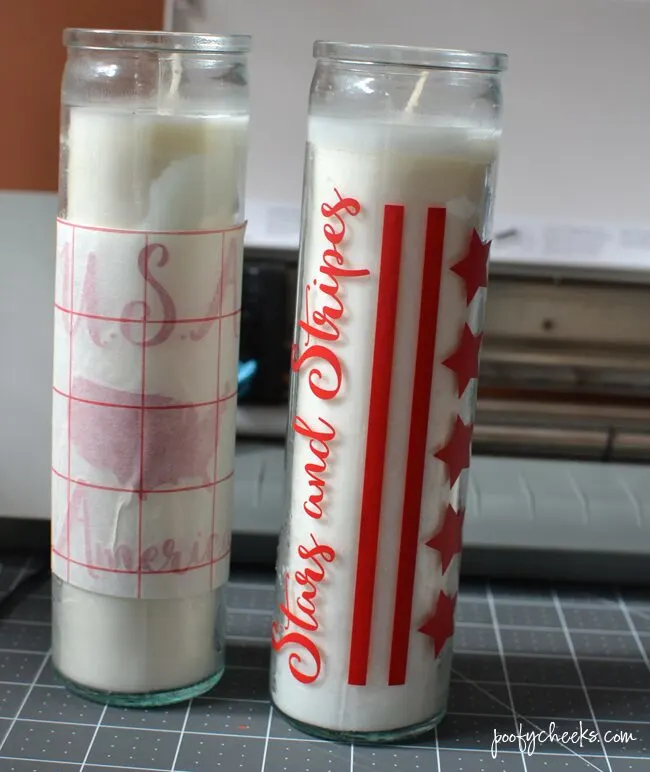 DIY Patriotic Dollar Store Candles + Free Silhouette Cut File