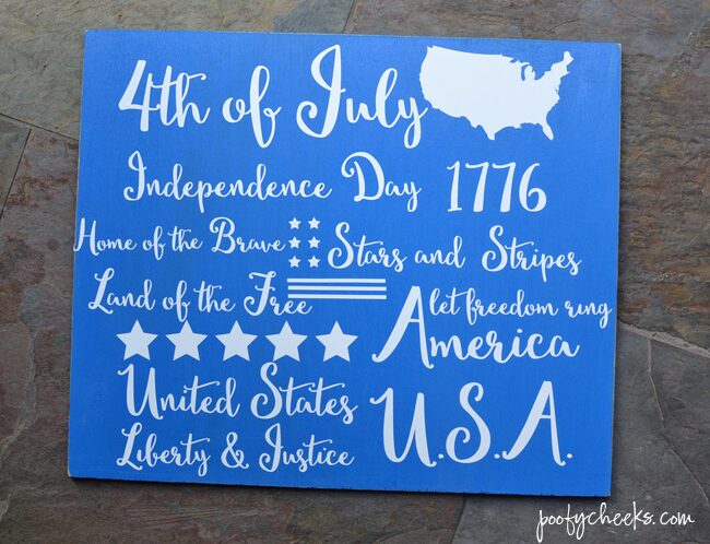 Fourth of July Sign - DIY with Vinyl and Wood