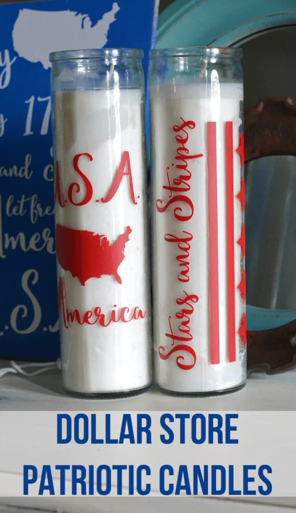 DIY Patriotic Dollar Store Candles + Free Silhouette Cut File