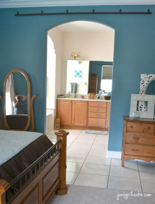 Master Bedroom Redo Before & After using BEHR Blue Clay Paint