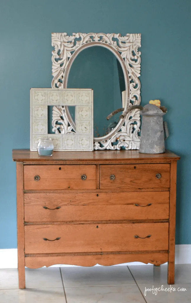 Master Bedroom Redo Before & After using BEHR Blue Clay Paint