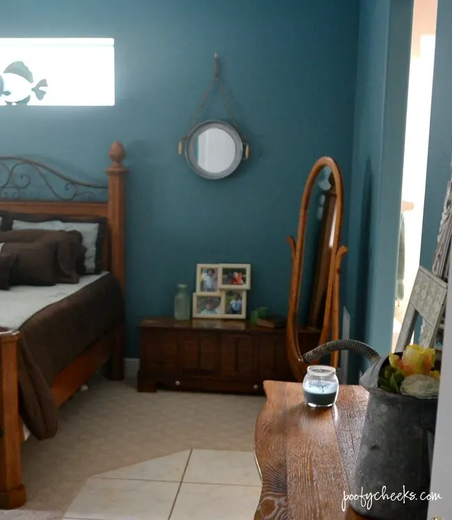 Master Bedroom Redo Before & After using BEHR Blue Clay Paint