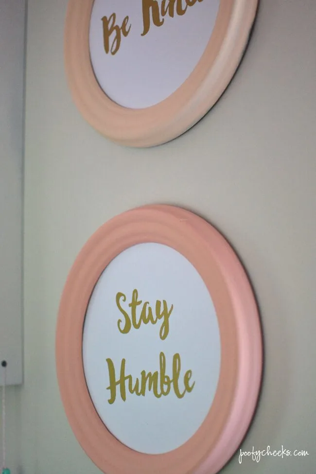 Pastel and Gold Office Space - DIY frames with BEHR #behrdiyexpert