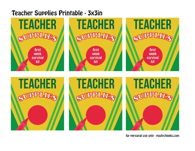 Printable Back to School Teacher Supply Label