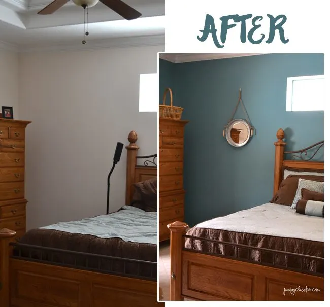 Master Bedroom Redo Before & After using BEHR Blue Clay Paint