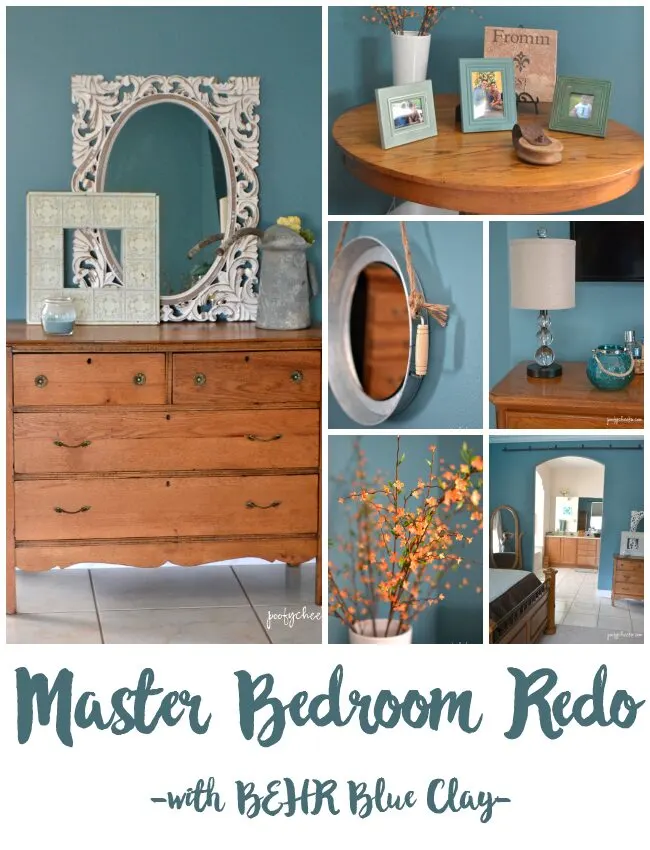 Master Bedroom Redo Before & After using BEHR Blue Clay Paint