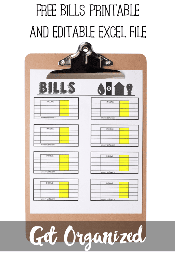 Keep track of money coming in and out with a free bill tracker printable and editable excel file. https://poofycheeks.com