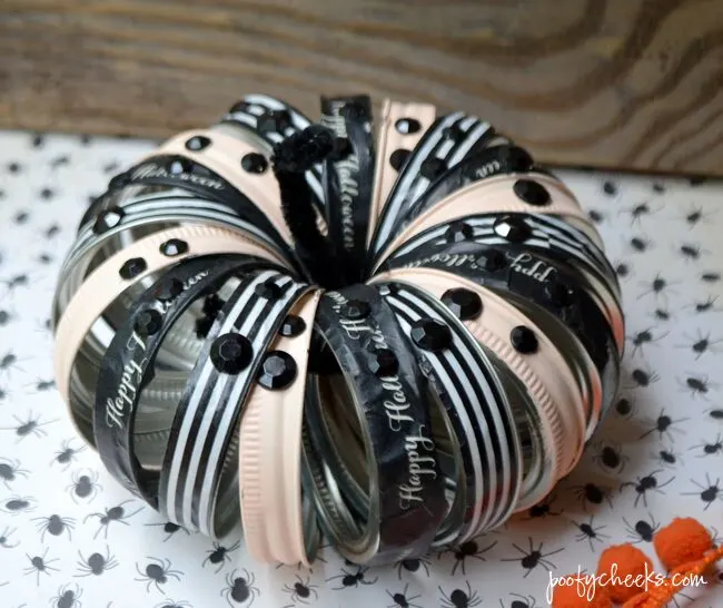 Glam Halloween Canning Jar Ring Pumpkin - 30 minute craft