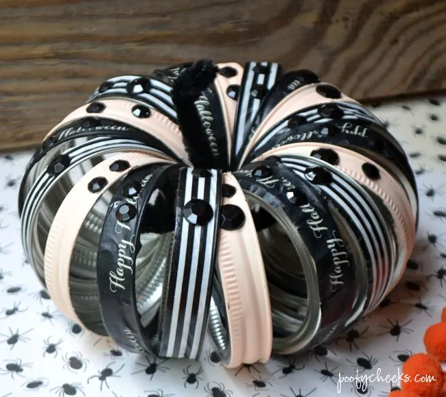 Glam Halloween Canning Jar Ring Pumpkin - 30 minute craft