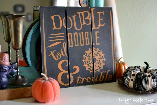 Halloween Mini Pallet Sign Tutorial - Double Double Toil & Trouble