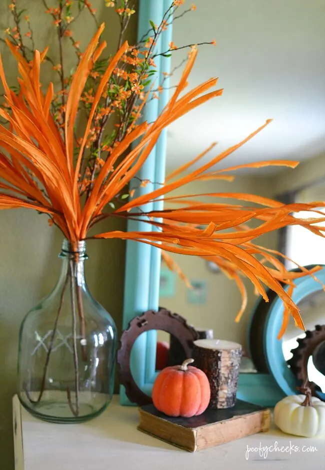 Visit our home decorated in aqua and oranges - Fall Blog Home Tour @poofycheeksblog