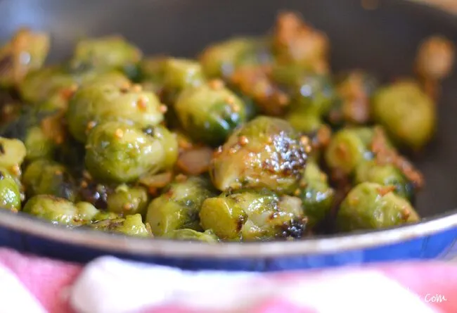 Side Dish Recipe - Roasted Brussel Sprouts with Honey Mustard Glaze