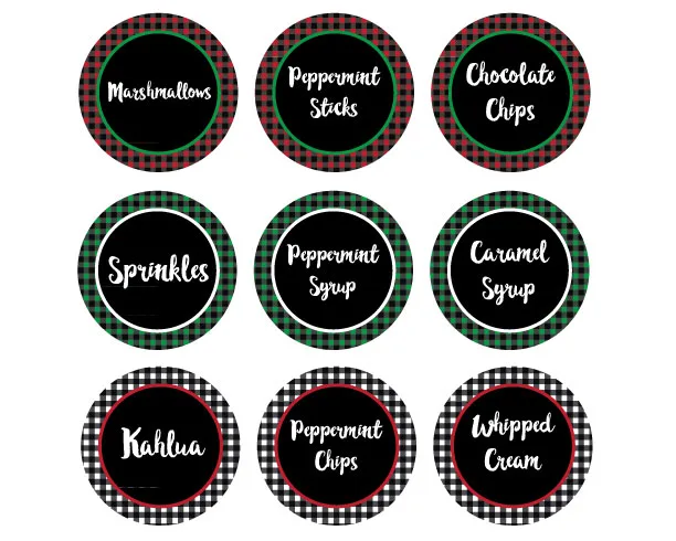 Buffalo Plaid Hot Cocoa Bar Printables - Set up an easy hot chocolate bar with printables.