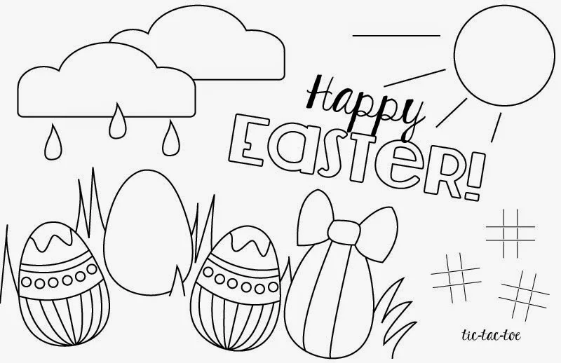 Happy Easter Coloring Page Printable - Poofy Cheeks