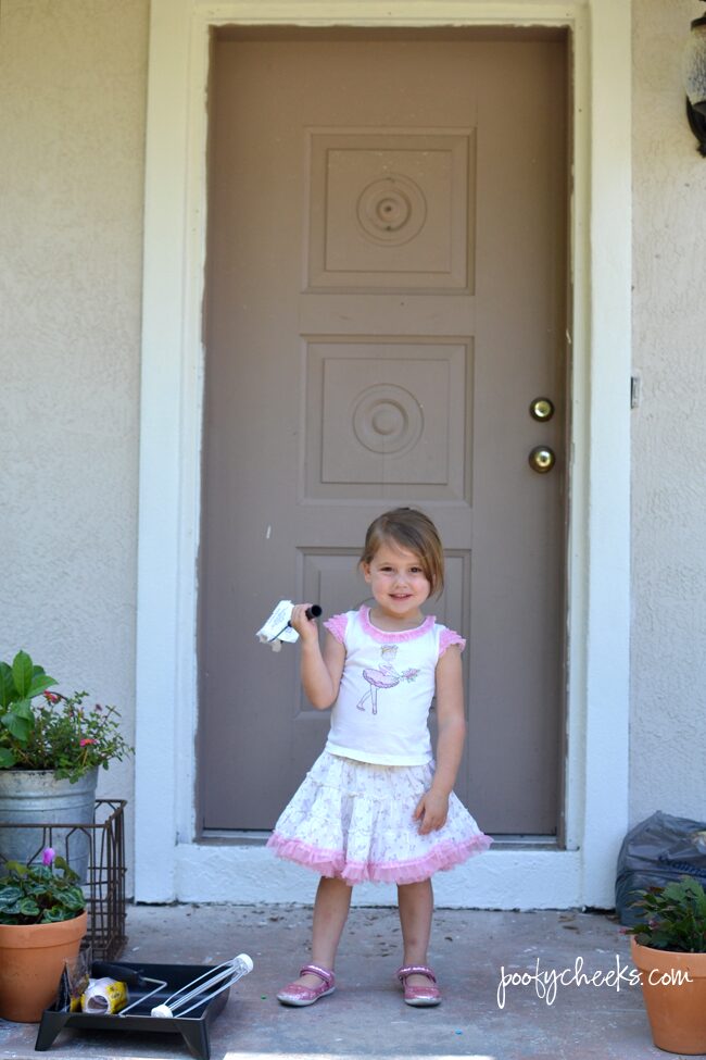 Painted Front Door Before and After - BEHR Poppy Seed