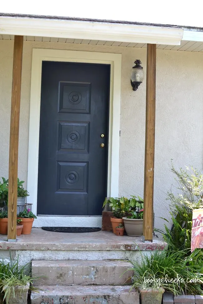 Painted Front Door Before and After - BEHR Poppy Seed