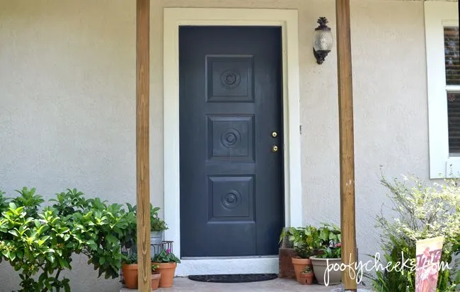 Painted Front Door Before and After - BEHR Poppy Seed