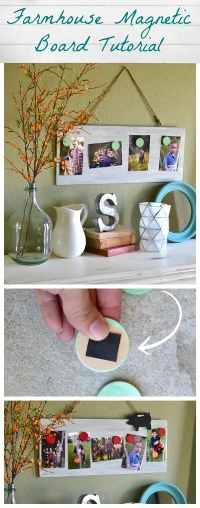 Farmhouse Style Magnetic Photo Board Tutorial - Great Photo Gift Idea