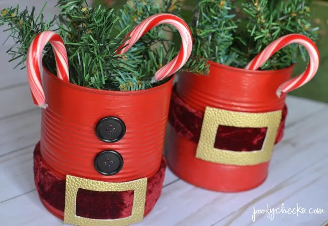 Santa Cans - Repurpose Tin Cans into Santa decorations