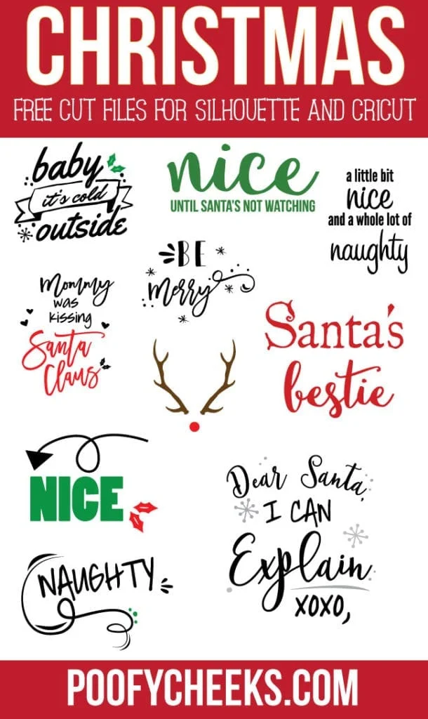 Free Christmas Cut Files - use with Cricut and Silhouette machines.