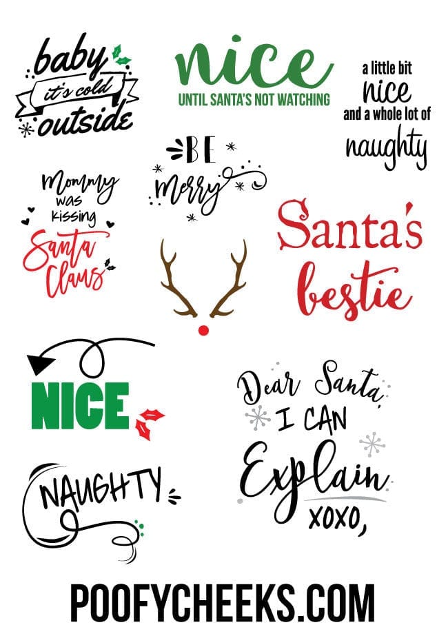 Christmas Cut Files for Cricut and Silhouette - Poofy Cheeks