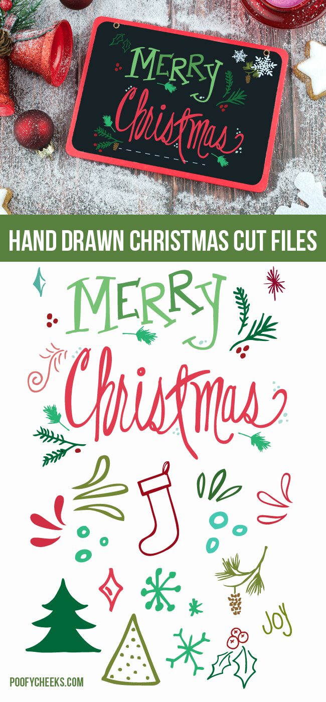 Christmas Doodle Cut Files and Printable - Floral and flourishes for Christmas designs. SVG, DXF, PDF and PNG.