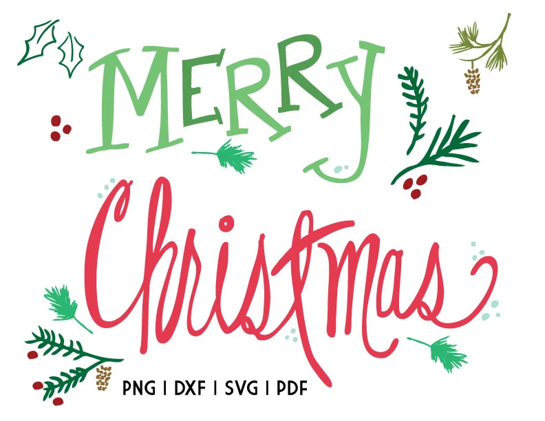 Christmas Doodle Cut Files - SVG, DXF and PNG for Cricut