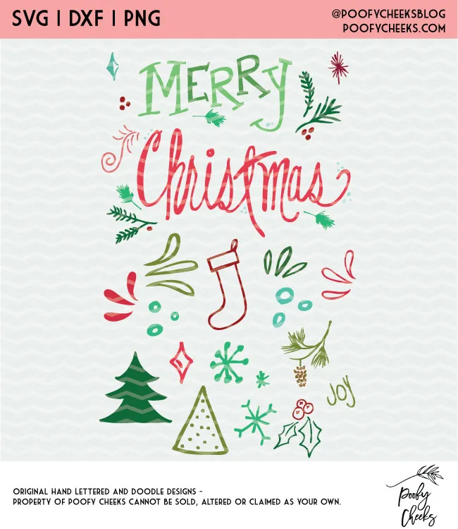 Christmas Cut Files and Printable - Floral and flourishes for Christmas designs. SVG, DXF, PDF and PNG.