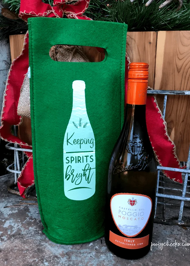 Keeping Spirit Bright HTV Wine Bag - Free SVG and DXF cut file.