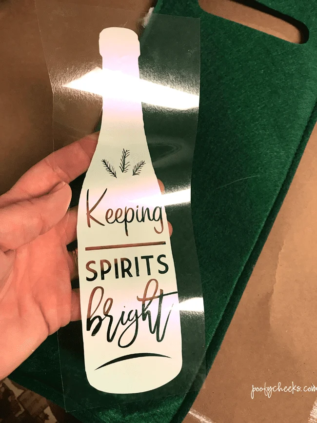 Keeping Spirit Bright HTV Wine Bag - Free SVG and DXF cut file.