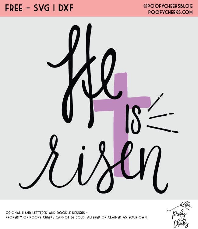 He is Risen Free Cut file for Silhouette and Cricut machines. SVG and DXF files from PoofyCheeks.com