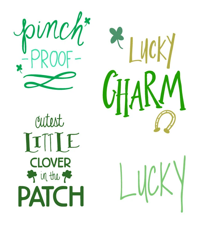 Free St. Patrick's Day Cut Files. Use with Cricut and Silhouette cutting machines. Doodles and hand lettered designs.