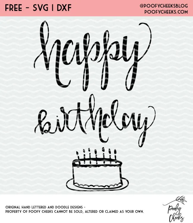 Happy Birthday free cut file. Cut file for Silhouette and Cricut cutting machines. SVG, PNG, DXF
