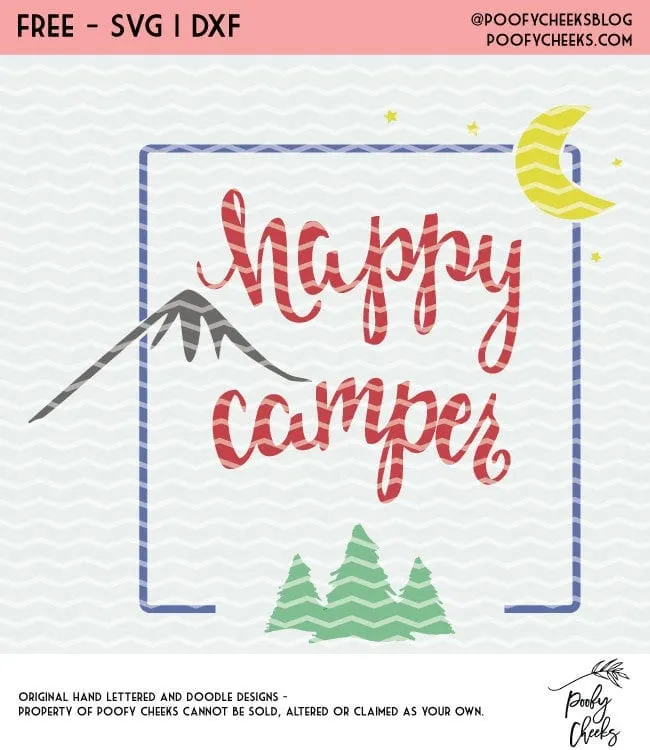 Free Happy Camper Cut File - Use with Silhouette Cameo or Cricut machines.
