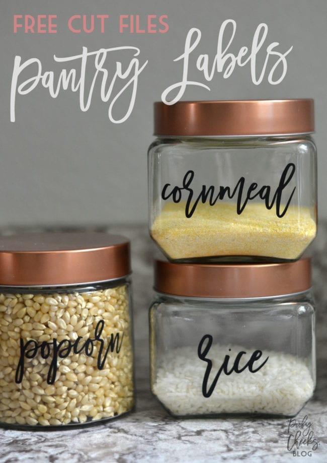 Pantry Labels - free cut files for Silhouette and Cricut. Get your pantry organized.