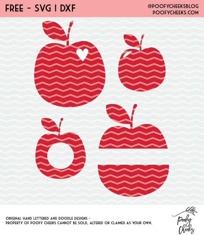 Apple Cut Files for Silhouette and Cricut machines. Free cut file apples in DXF, SVG and PNG format.