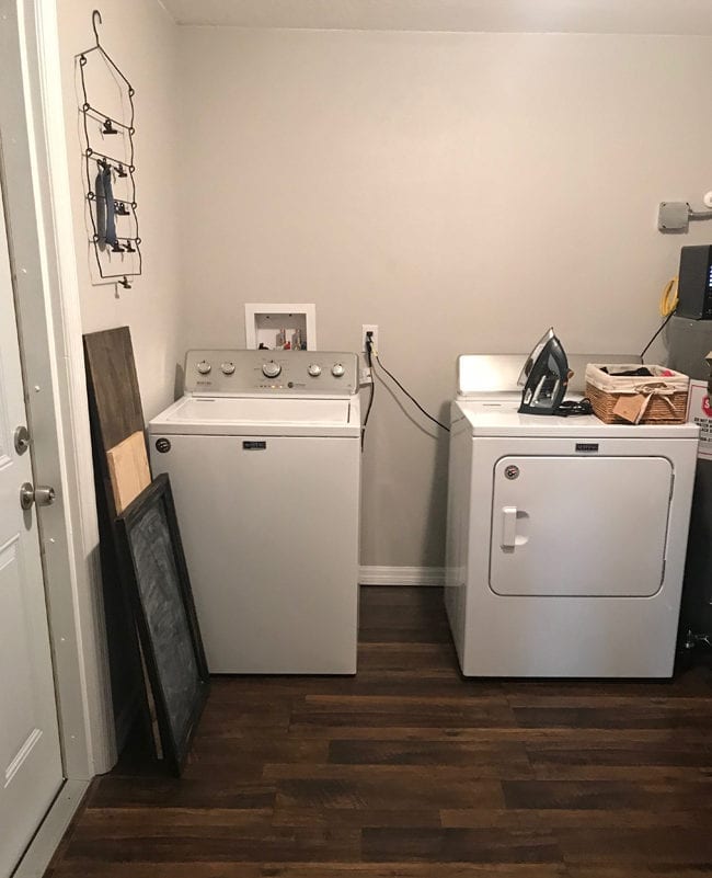 Laundry Room Storage Solutions - Add cabinets and shelving above washer and dryer.