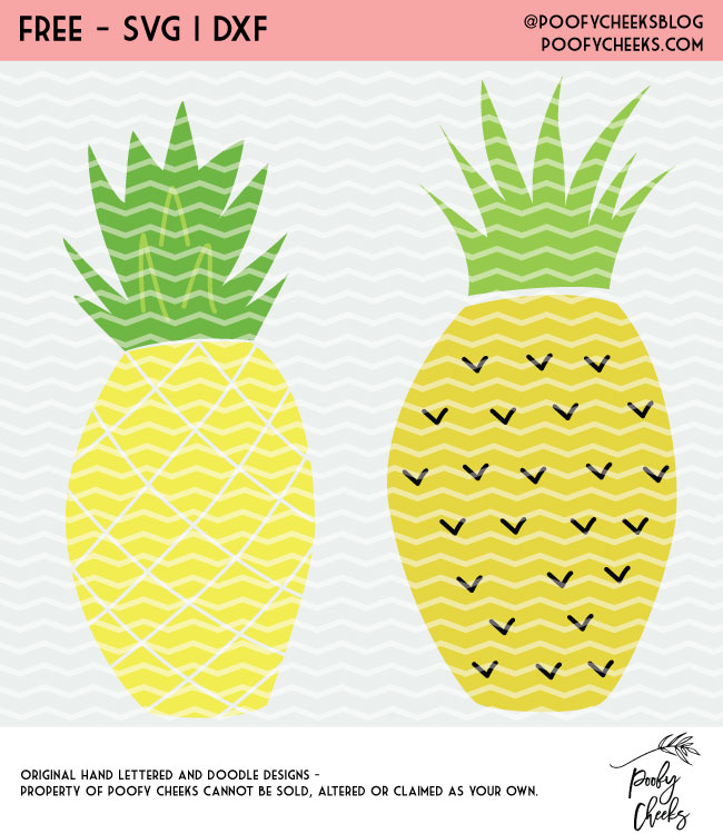 Pineapple Cut File Freebies for Silhouette Cameo and Cricut machine users. Download the PNG, SVG and DXF files plus get more free cut files at PoofyCheeks.com