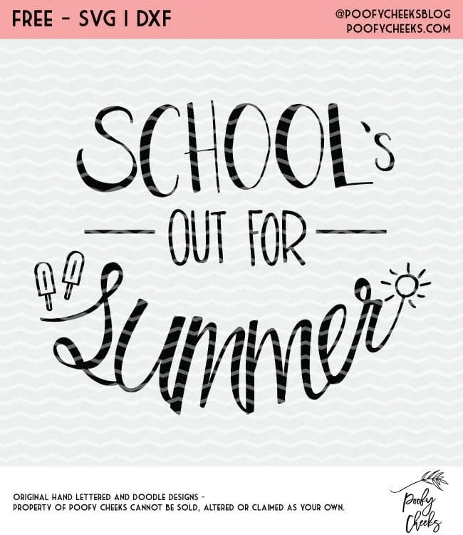 School's Out for Summer Cut File - Make a shirt and celebrate summer. Great for teachers and students alike. Use a Silhouette Cameo or Cricut machine to craft with the free cut file. 