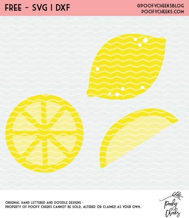 Lemon Cut File - Use with Silhouette or Cricut. PNG, SVG and DXF