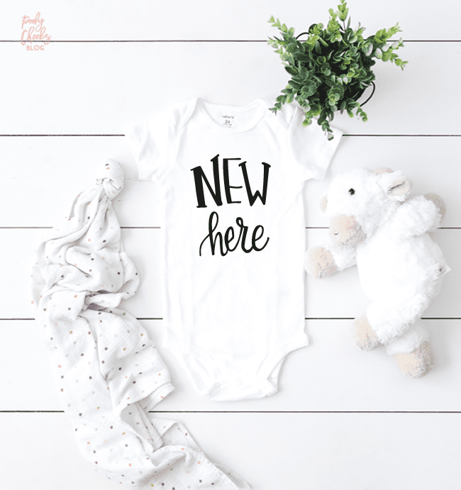 New Here onesie Cut File - Use with Cricut and Silhouette - DXF, PNG, SVG to make a New Here Onesie